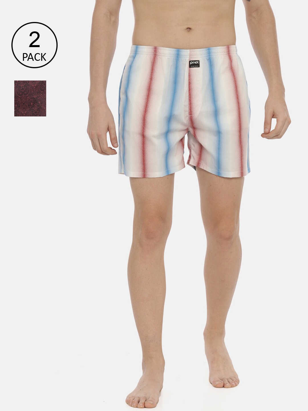 

pivot Men Pack Of 2 Assorted Pure Cotton Boxers AW20PQF-037