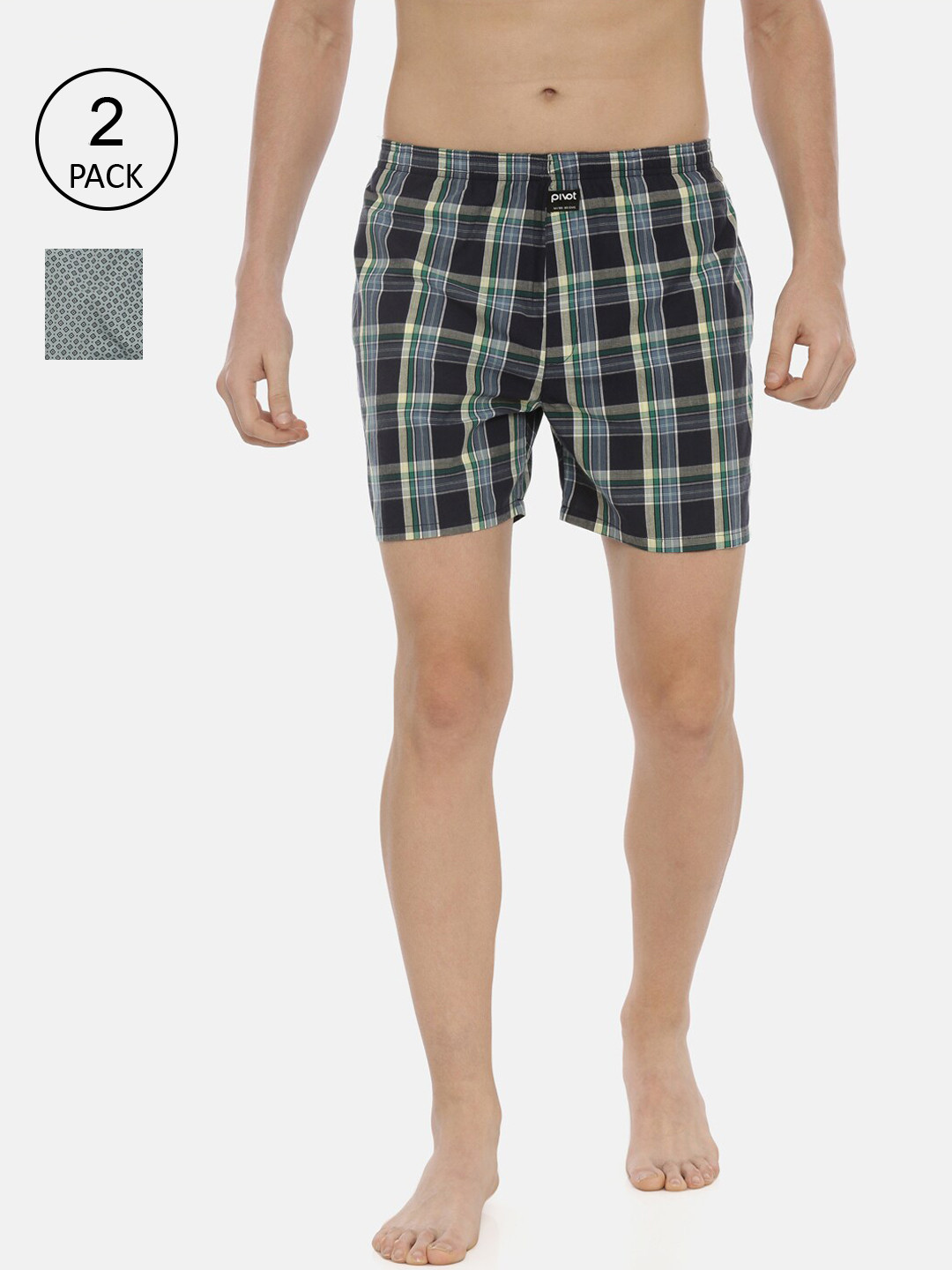 

pivot Men Pack Of 2 Assorted Pure Cotton Boxers AW20PQF-055