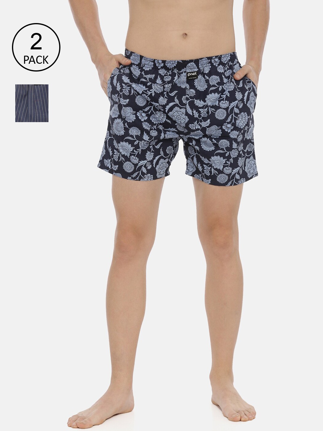 

pivot Men Pack Of 2 Assorted Pure Cotton Boxers