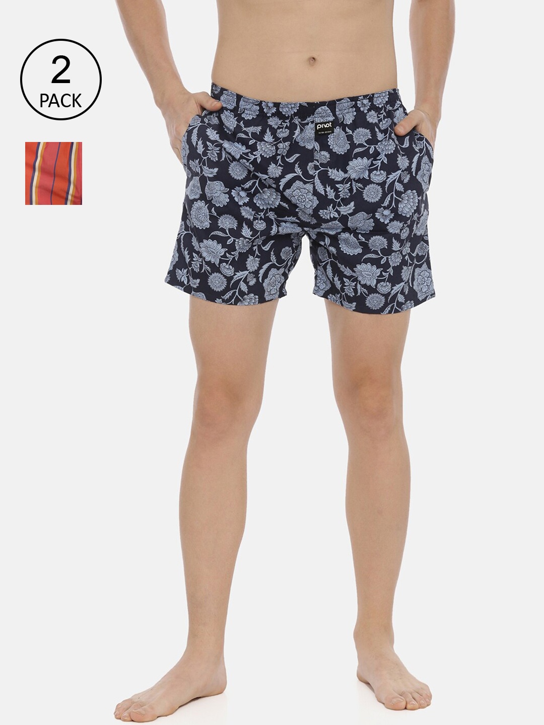 

pivot Men Pack Of 2 Assorted Pure Cotton Boxers