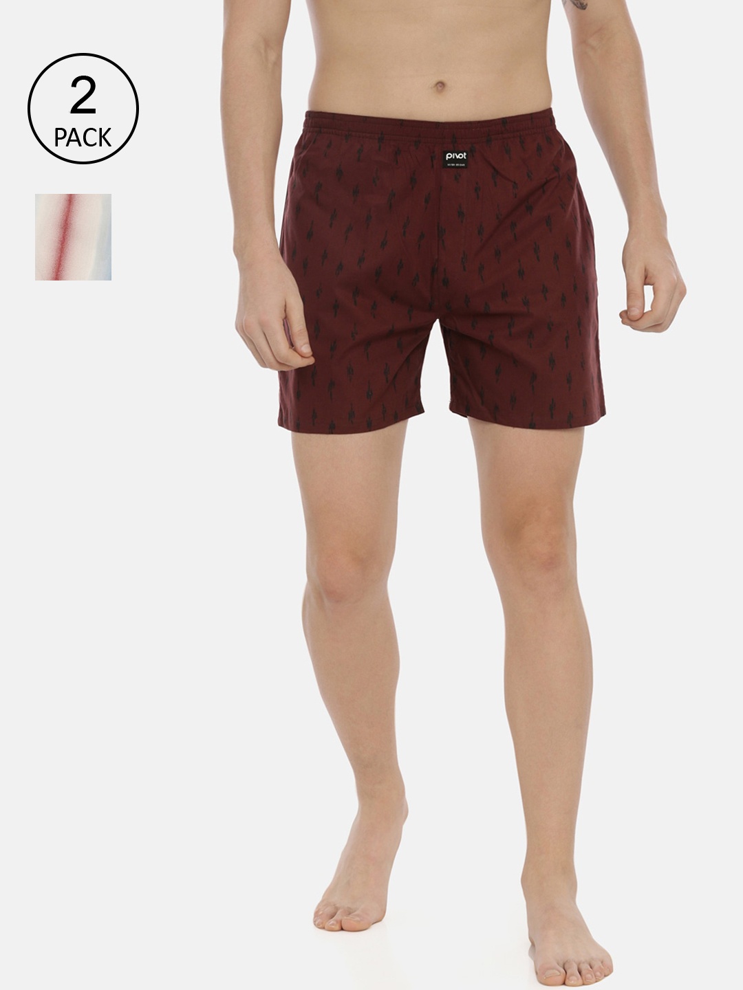 

pivot Men Pack Of 2 Assorted Pure Cotton Boxers AW20PQF-041