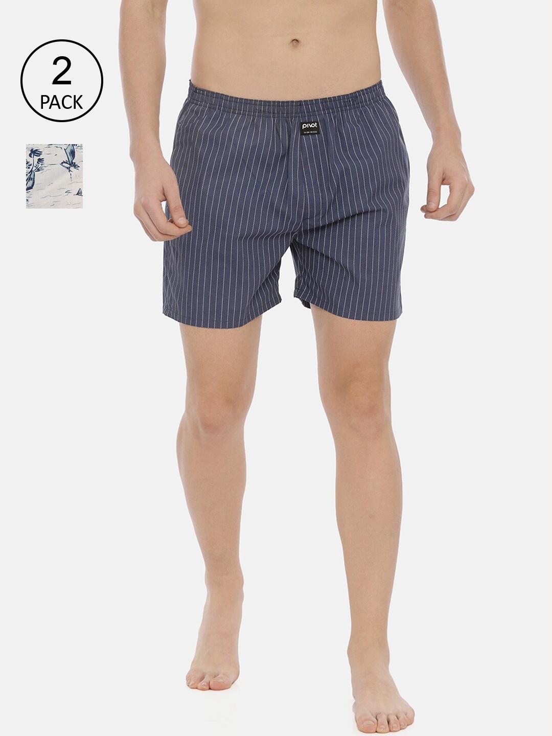 

pivot Men Pack Of 2 Assorted Pure Cotton Boxers AW20PQF-030