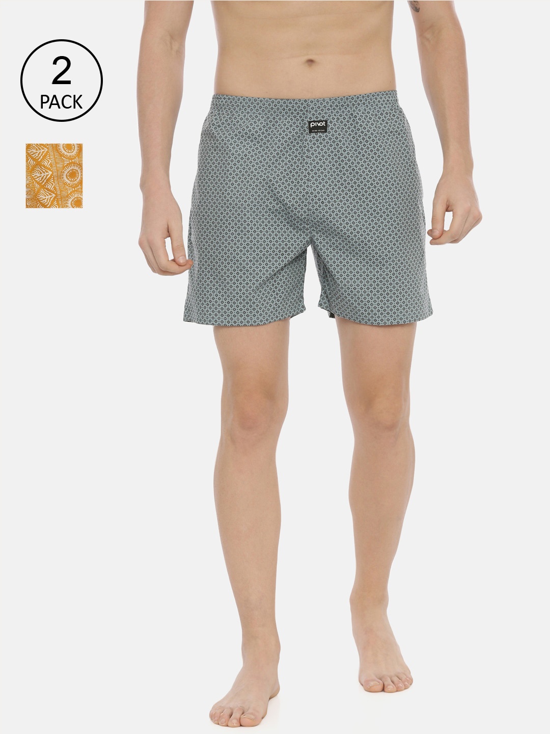 

pivot Men Pack Of 2 Assorted Pure Cotton Boxers AW20PQF-032