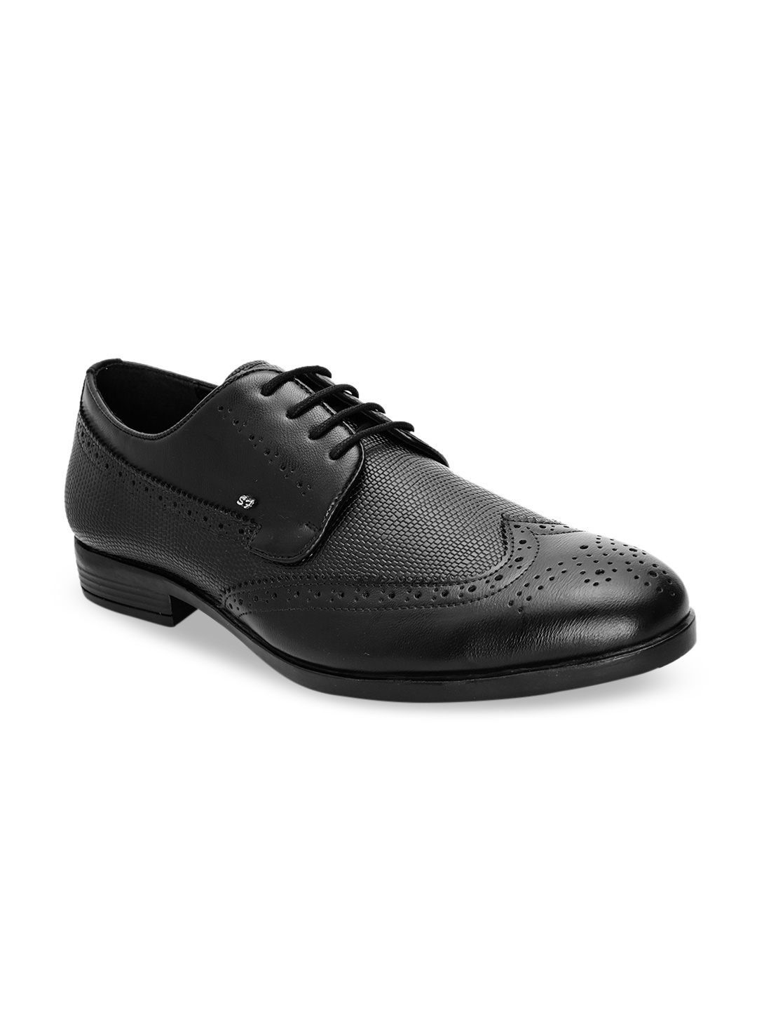 

San Frissco Men Black Textured Formal Brogues