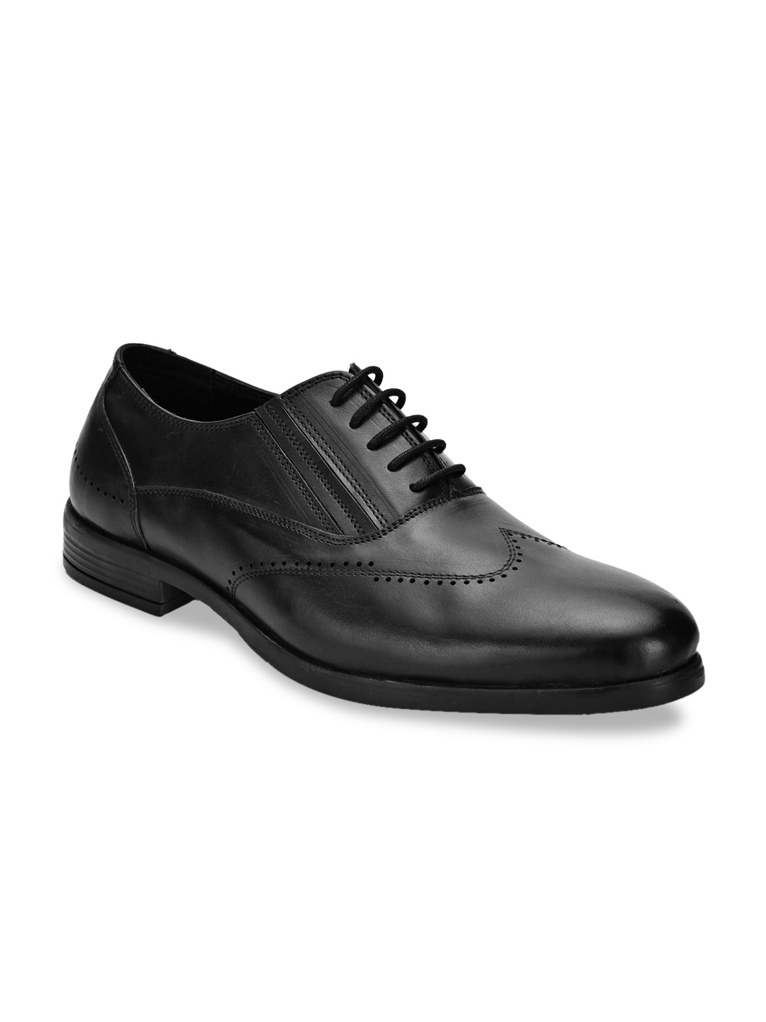 

San Frissco Men Black Solid Genuine Leather Formal Brogues