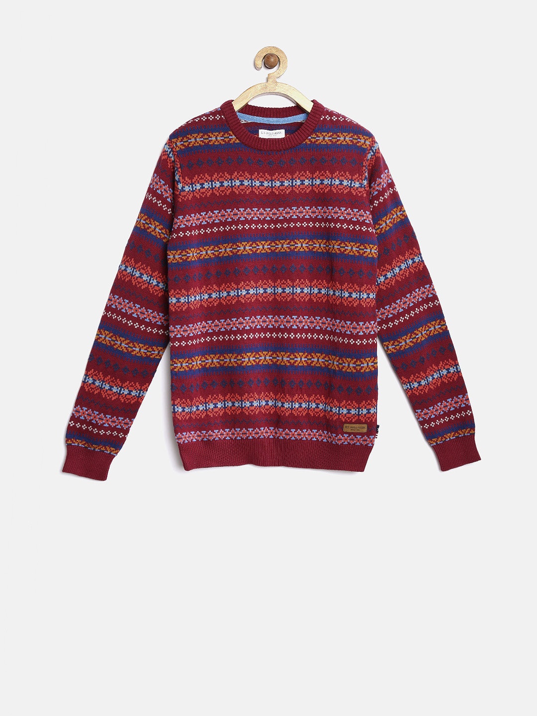 

U.S. Polo Assn. Kids Boys Maroon Fair Isle Sweater