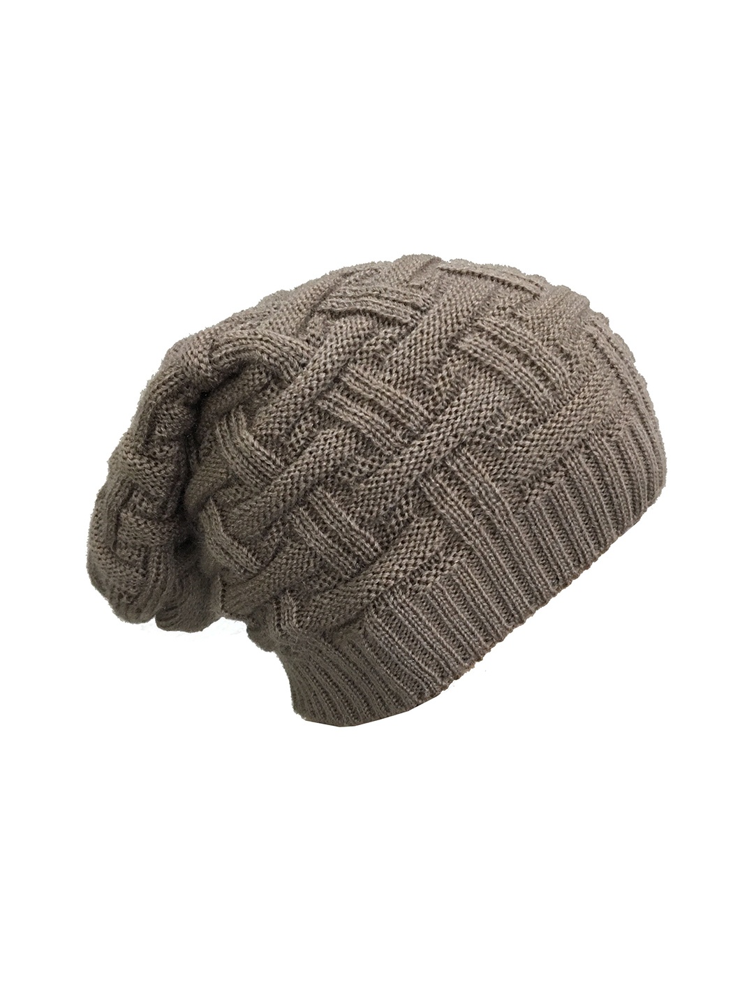 

Gajraj Unisex Brown Self Design Beanie Cap