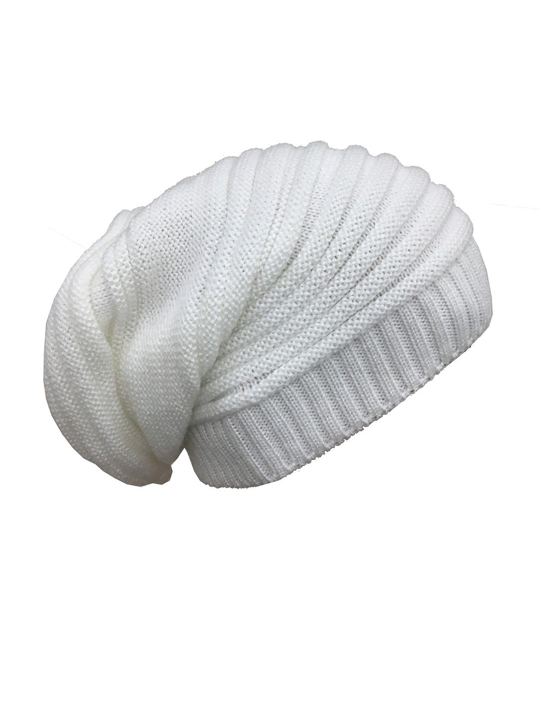 

Gajraj White Self Design Self Design Acrylic Beanie Cap