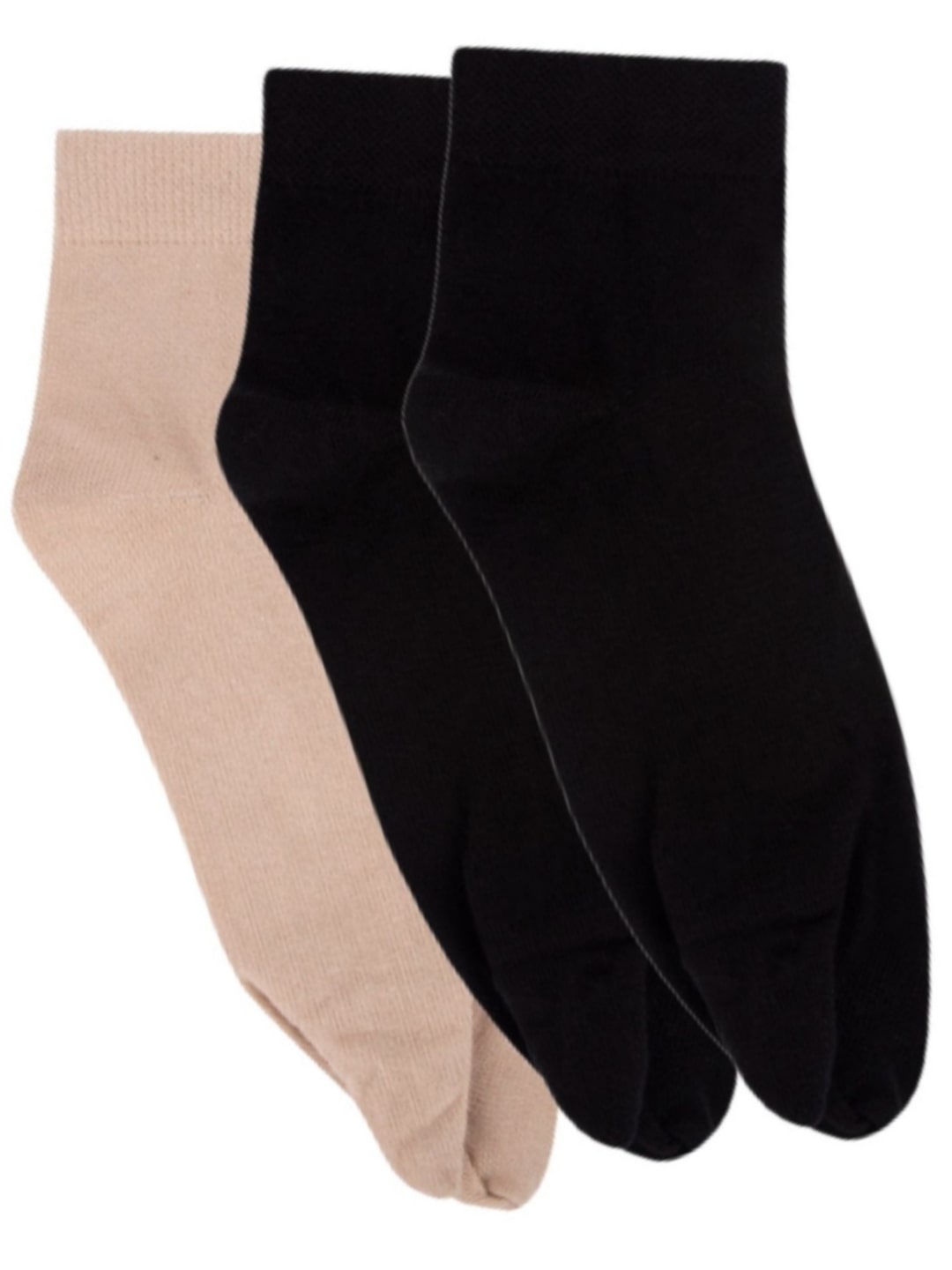 

N2S NEXT2SKIN Women Pack Of 3 Solid Ankle-Length Cotton Thumb Socks, Black