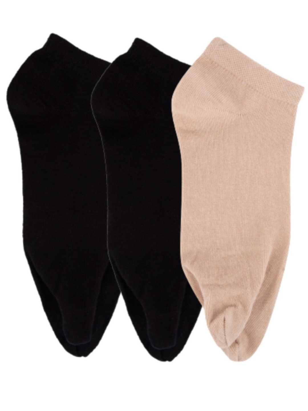 

N2S NEXT2SKIN Women Pack Of 3 Solid Ankle-Length Thumb Socks, Beige