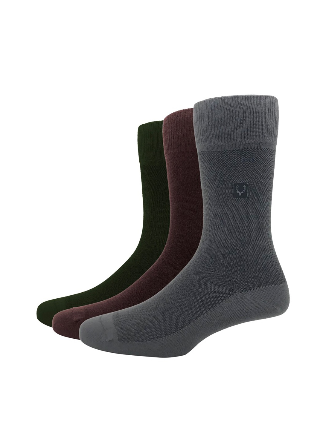 

Allen Solly Men Pack Of 3 Solid Calf-Length Socks, Olive