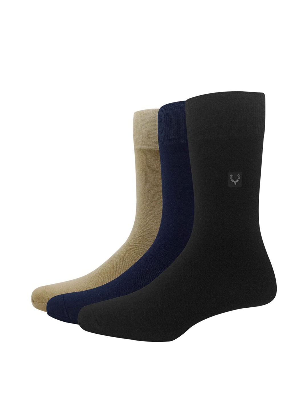 

Allen Solly Men Pack Of 3 Solid Cotton Calf Length Socks, Black