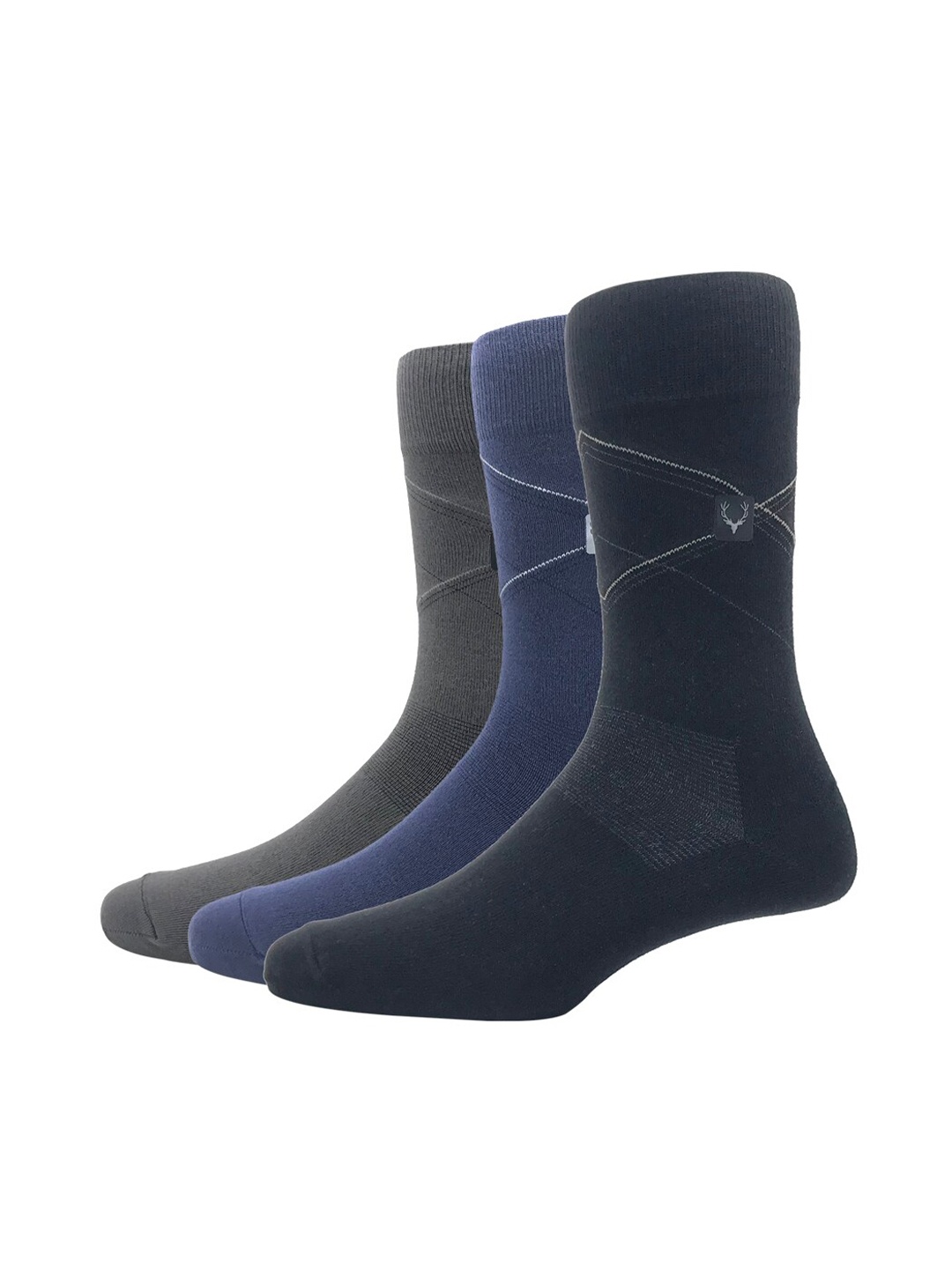 

Allen Solly Men Pack Of 3 Patterned Calf-Length Socks, Black