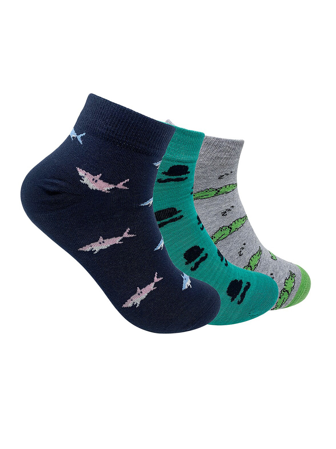 

Mint & Oak Men Pack Of 3 Assorted Ankle-Length Socks