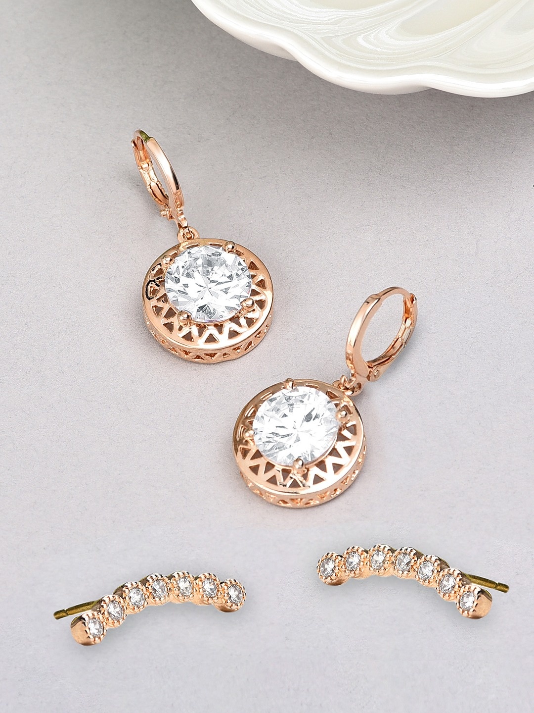 

Zaveri Pearls Set Of 2 Rose Gold-Plated Earrings