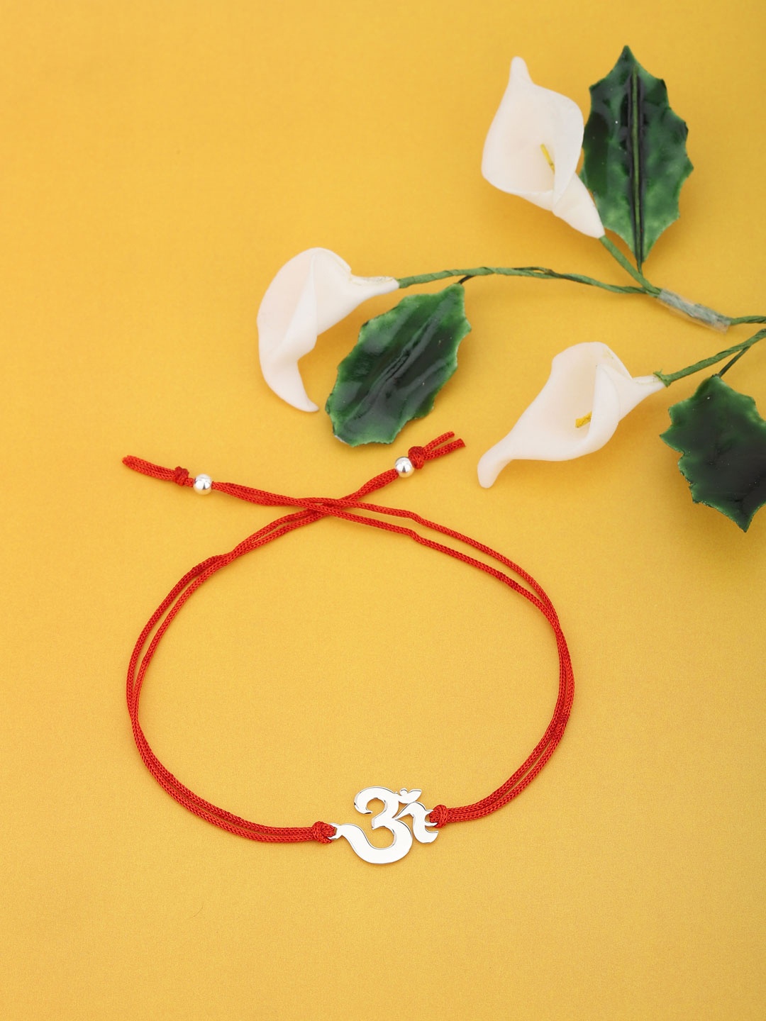

Carlton London Silver & Red 925 Sterling Silver Charm Thread Rakhi