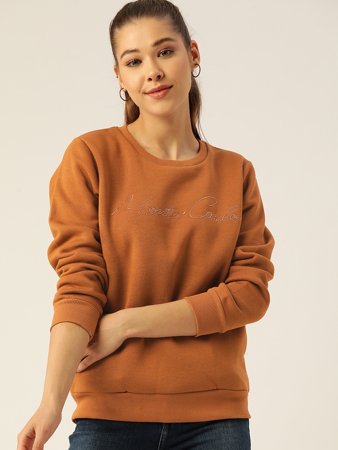 

Monte Carlo Women Brown Brand Logo Embroidered Sweatshirt