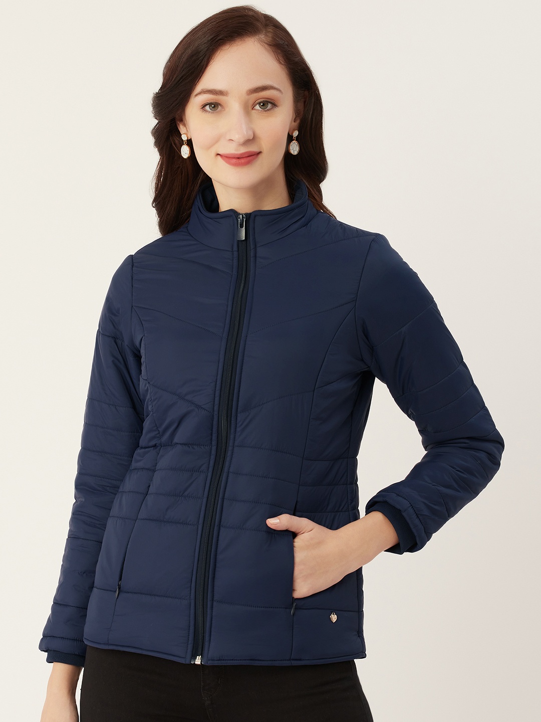 

Monte Carlo Women Navy Blue Solid Padded Jacket