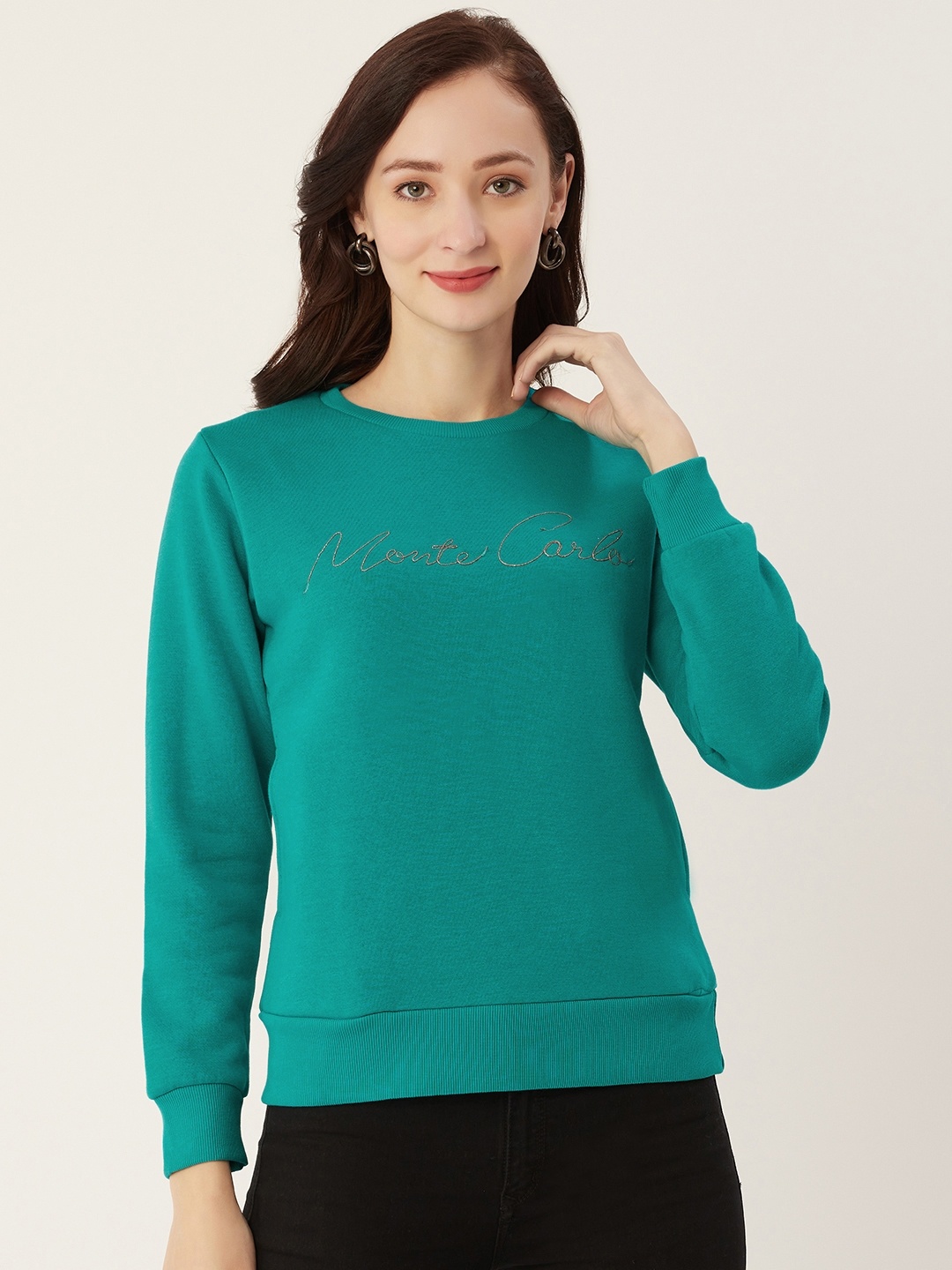 

Monte Carlo Women Green Embroidered Sweatshirt