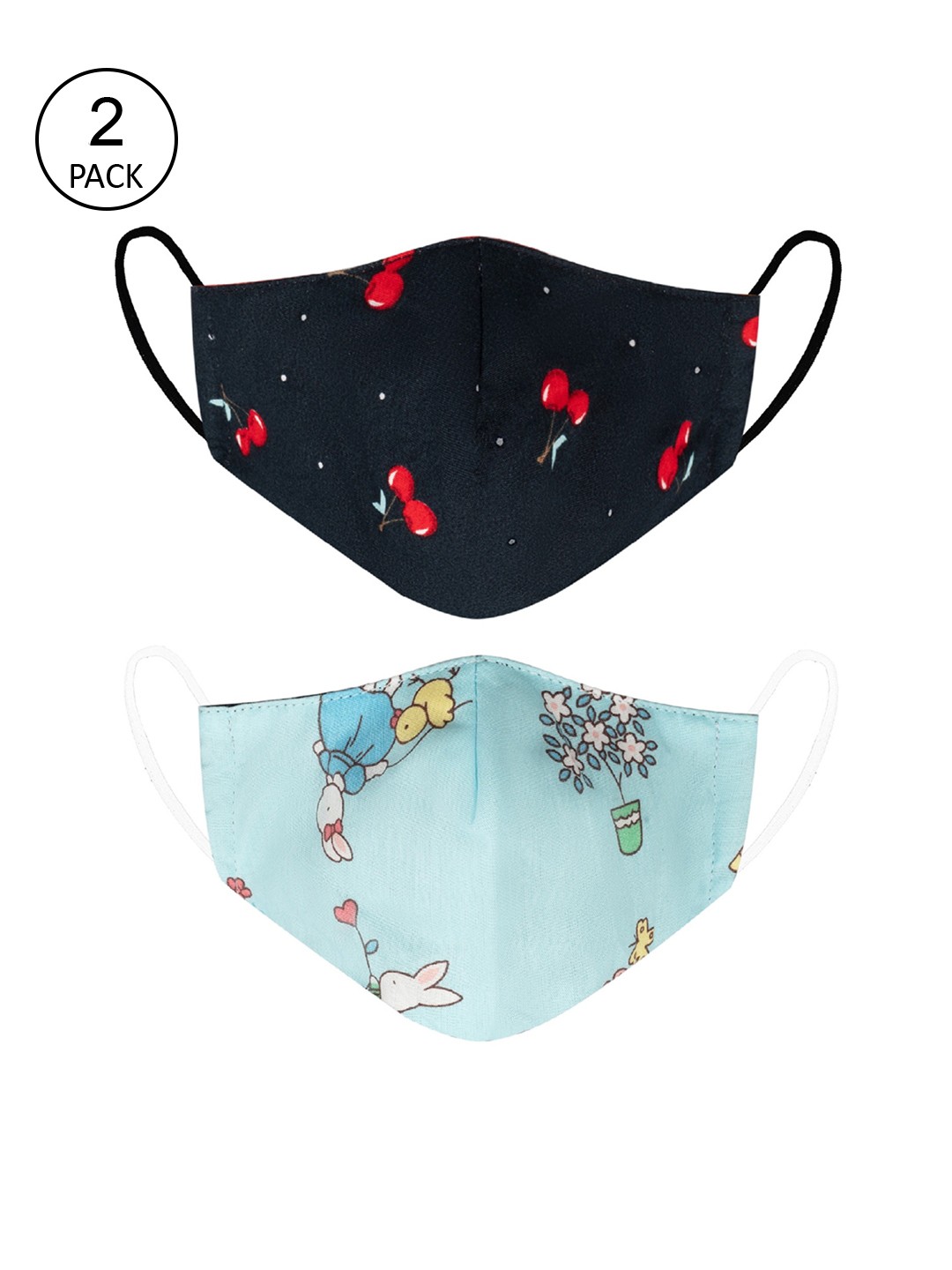 

VEA Kids Pack Of 2 Printed 5-Ply Reusable Cotton Protective Outdoor Face Masks, Blue