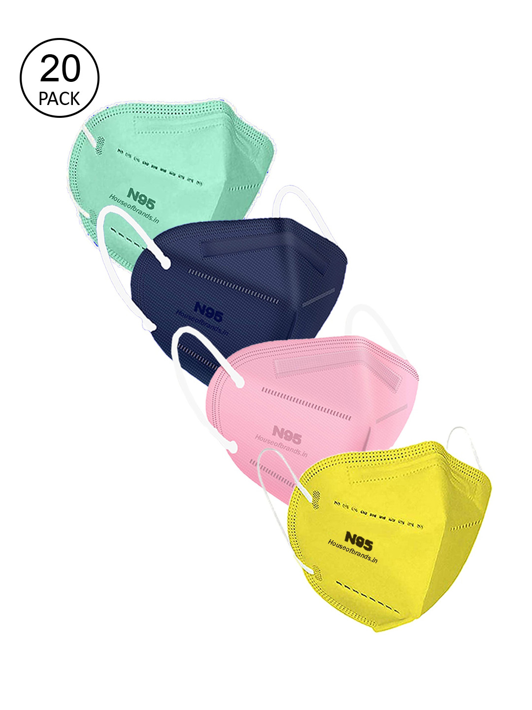 

Swiss Design Pack Of 20 Solid 5-Ply Disposable Anti-Pollution Outdoor N95 Masks, Multi