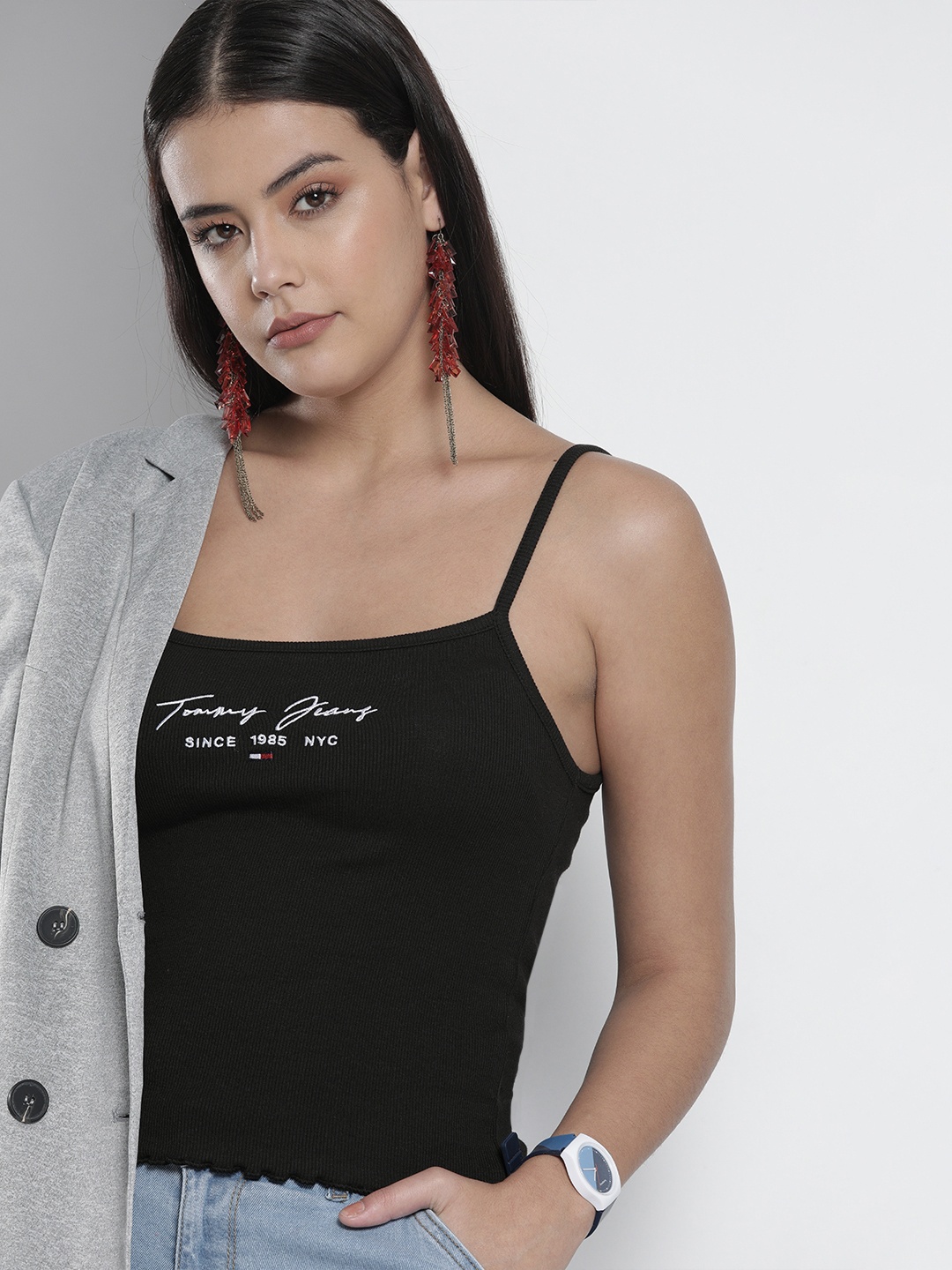 

Tommy Hilfiger Women Black Slim Fit T-shirt
