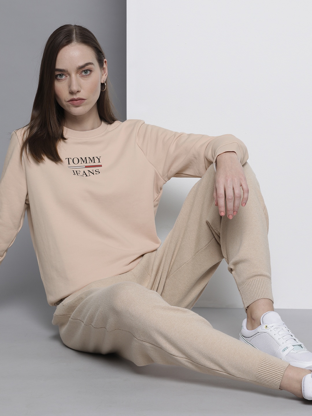 

Tommy Hilfiger Women Beige Slim Fit Logo Printed Sweatshirt