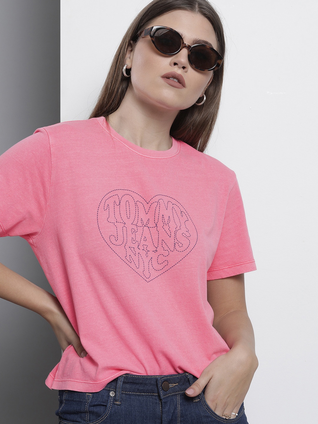 

Tommy Hilfiger Women Pink Brand Logo Organic Cotton T-shirt