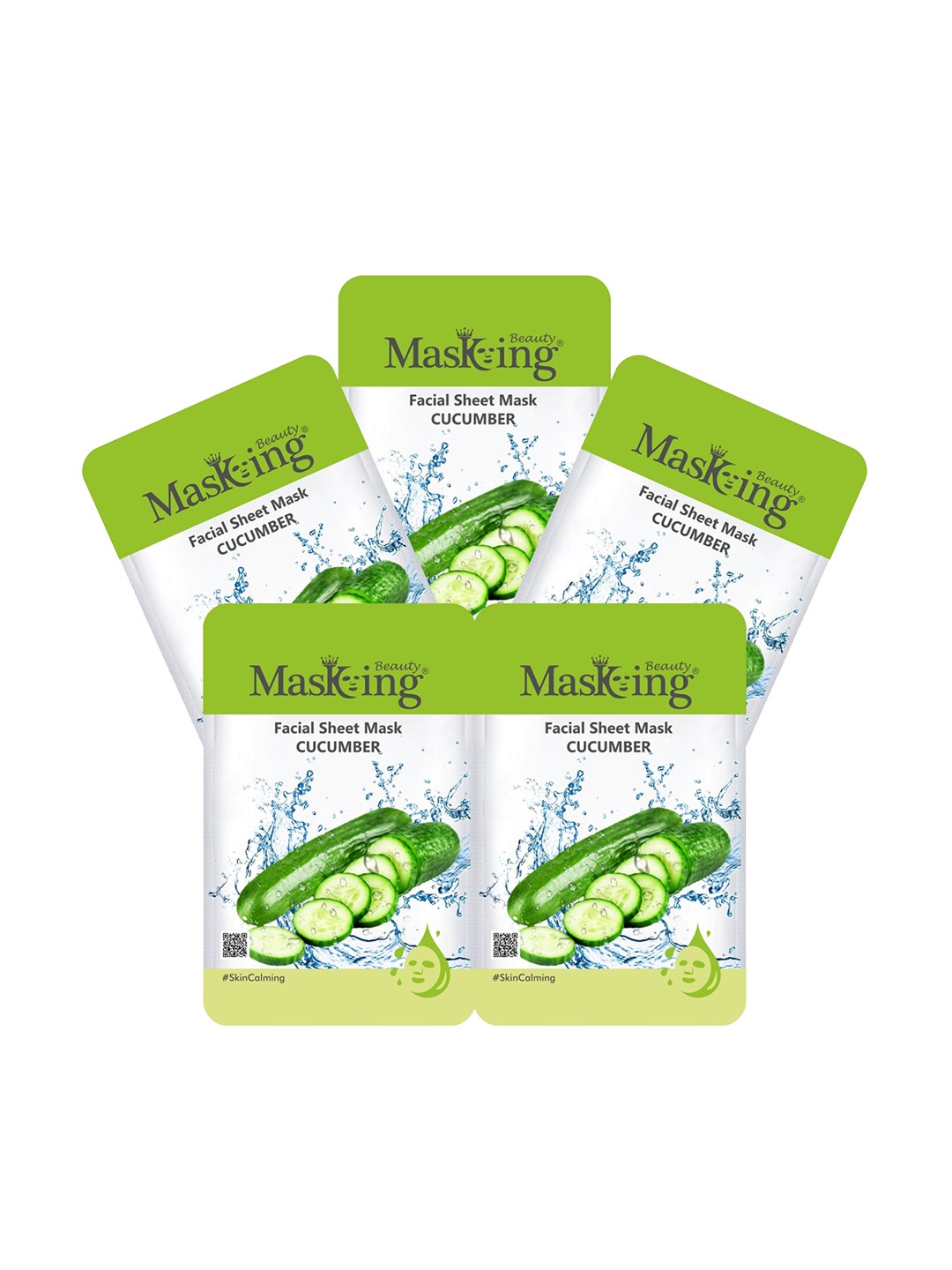 

MasKing Set Of 5 Beauty Facial Sheet Mask of Cucumber Extract 20ml each, Green
