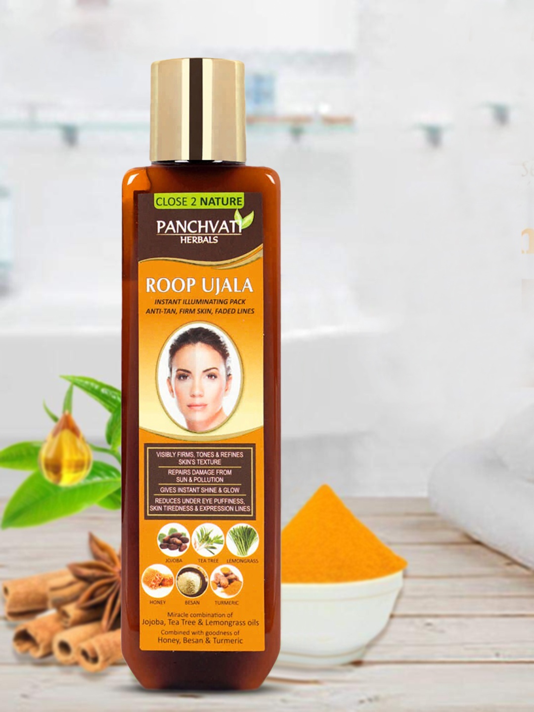 

Panchvati Herbals Unisex Roop Ujala Instant Illuminating Face Pack 200 ml, Brown