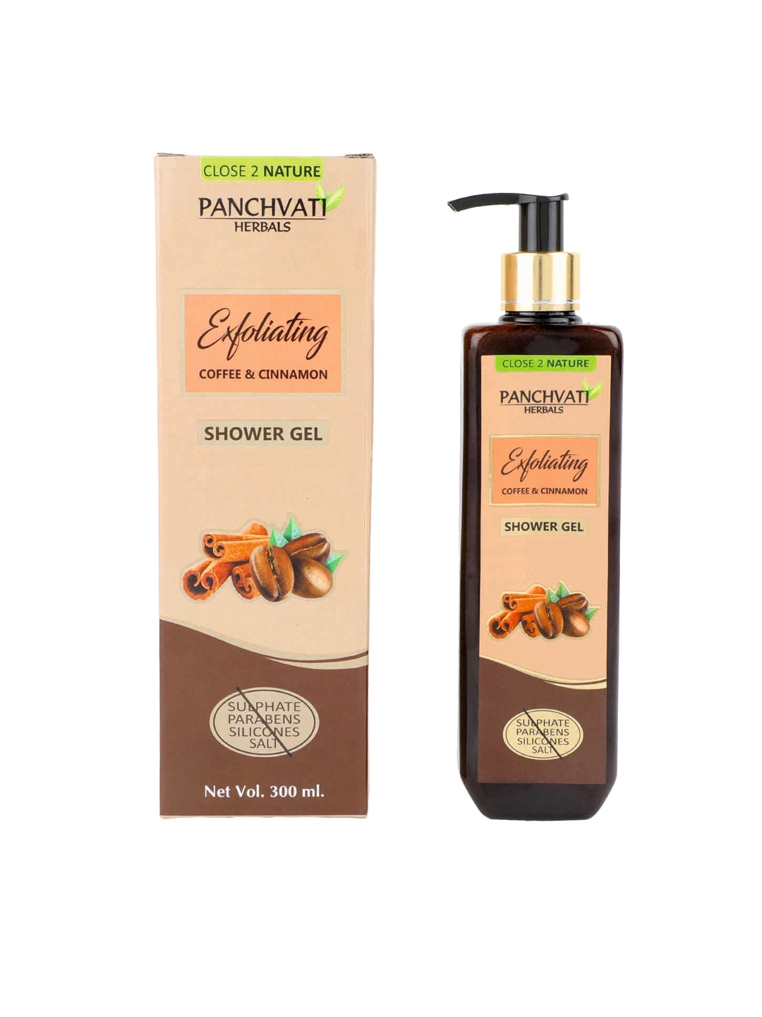 

PANCHVATI HERBALS Unisex Coffee & Cinnamon Shower Gel 300 ml, Brown