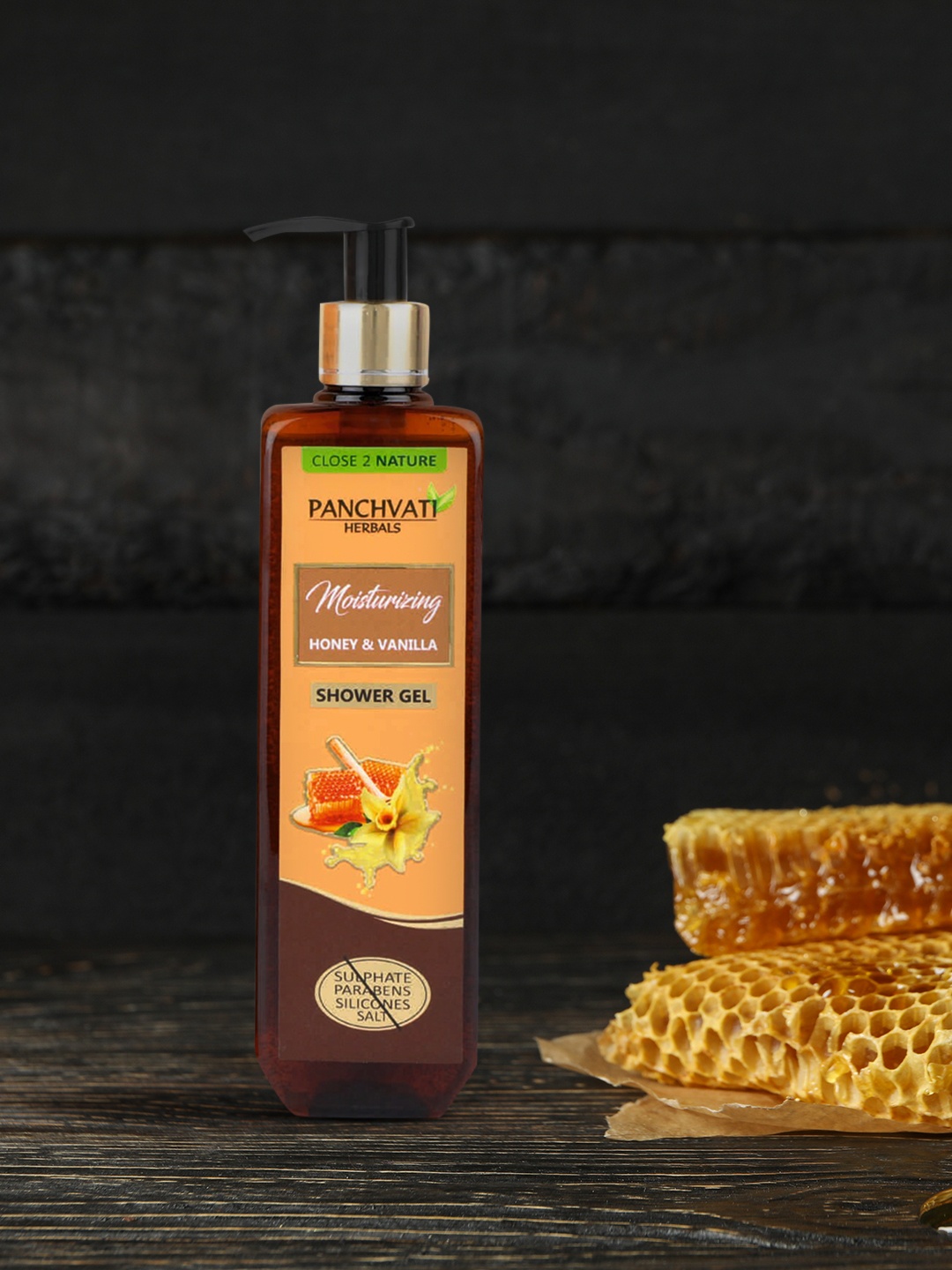 

PANCHVATI HERBALS Unisex Honey & Vanilla Shower Gel 300 ml, Orange