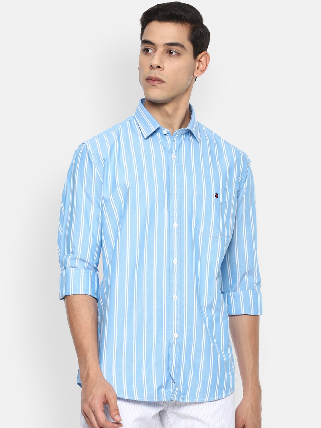 

Louis Philippe Sport Men Blue Slim Fit Striped Pure Cotton Casual Shirt
