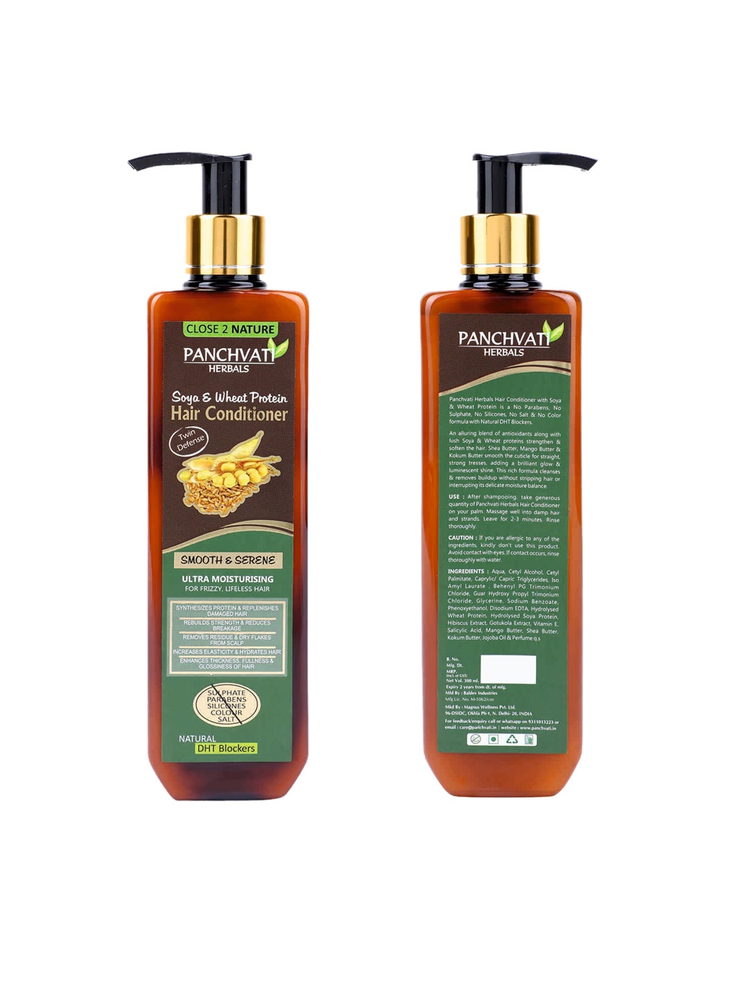 

PANCHVATI HERBALS Unisex Soya and Wheat Protein Hair Conditioner 300 ml, Green