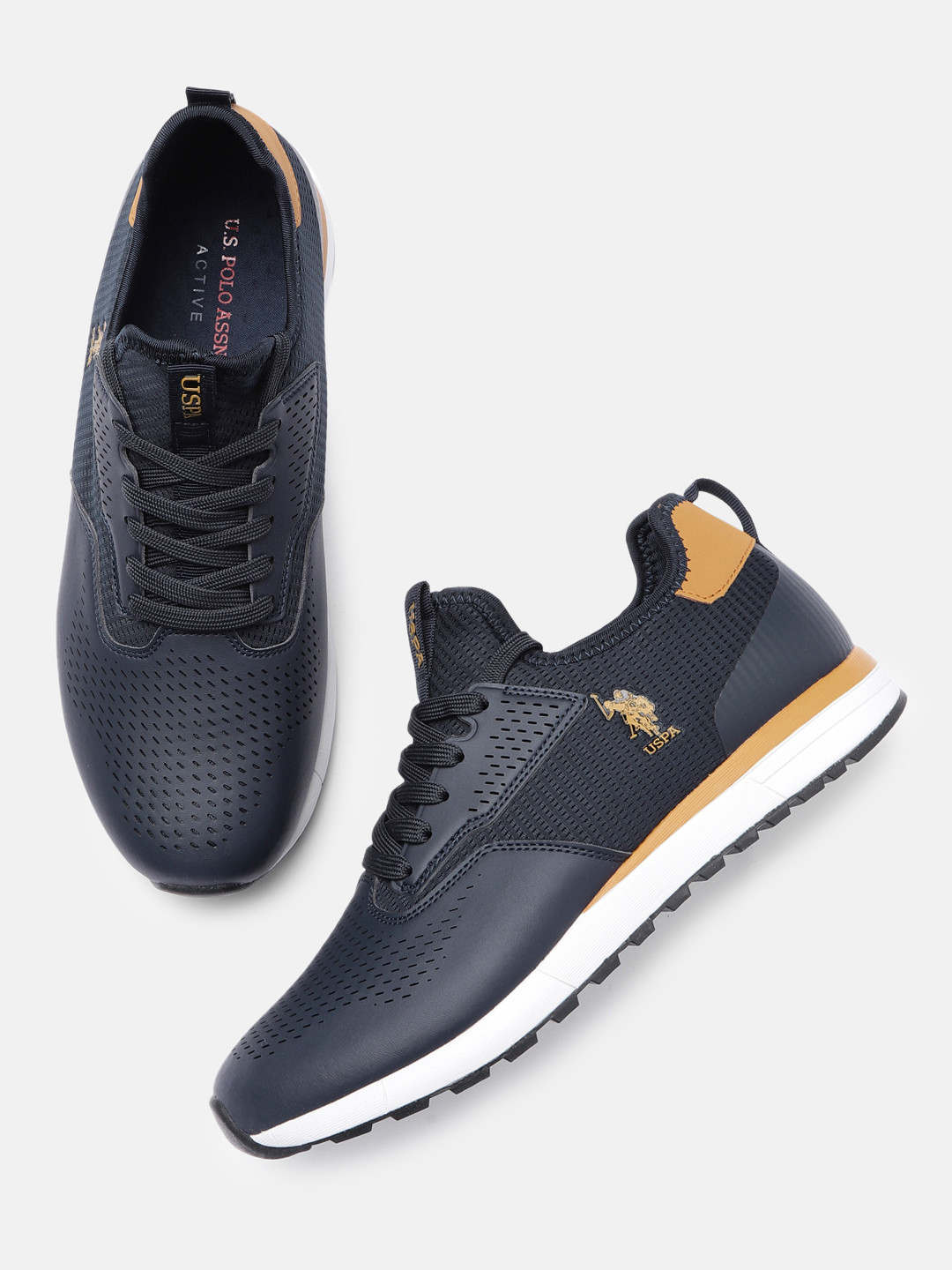 

U S Polo Assn Men Navy Blue Woven Design Sneakers