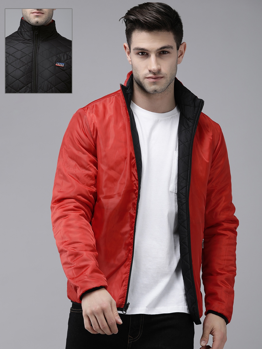

Jack & Jones Men Black/ Red Reversible Puffer Jacket