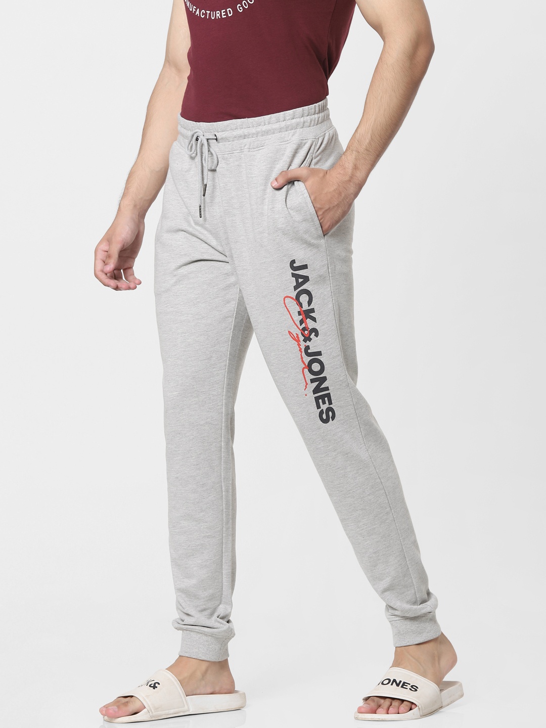 

Jack & Jones Men Grey Solid Regular Fit Joggers