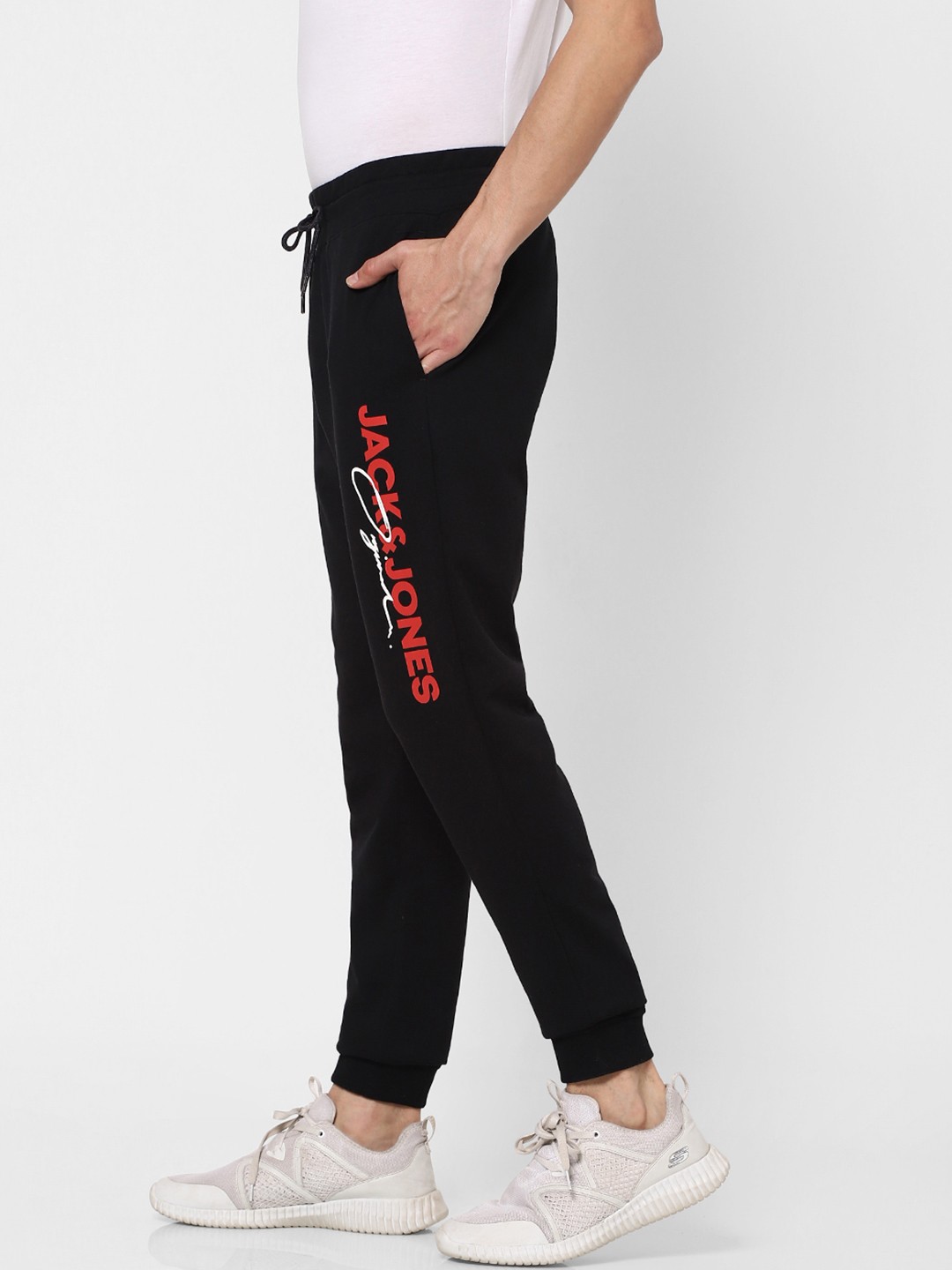

Jack & Jones Black Brand Logo Printed Track Pants