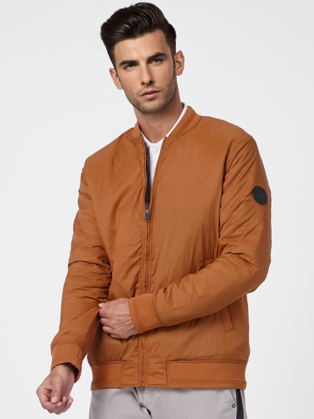 

Jack & Jones Men Brown Solid Bomber Jacket
