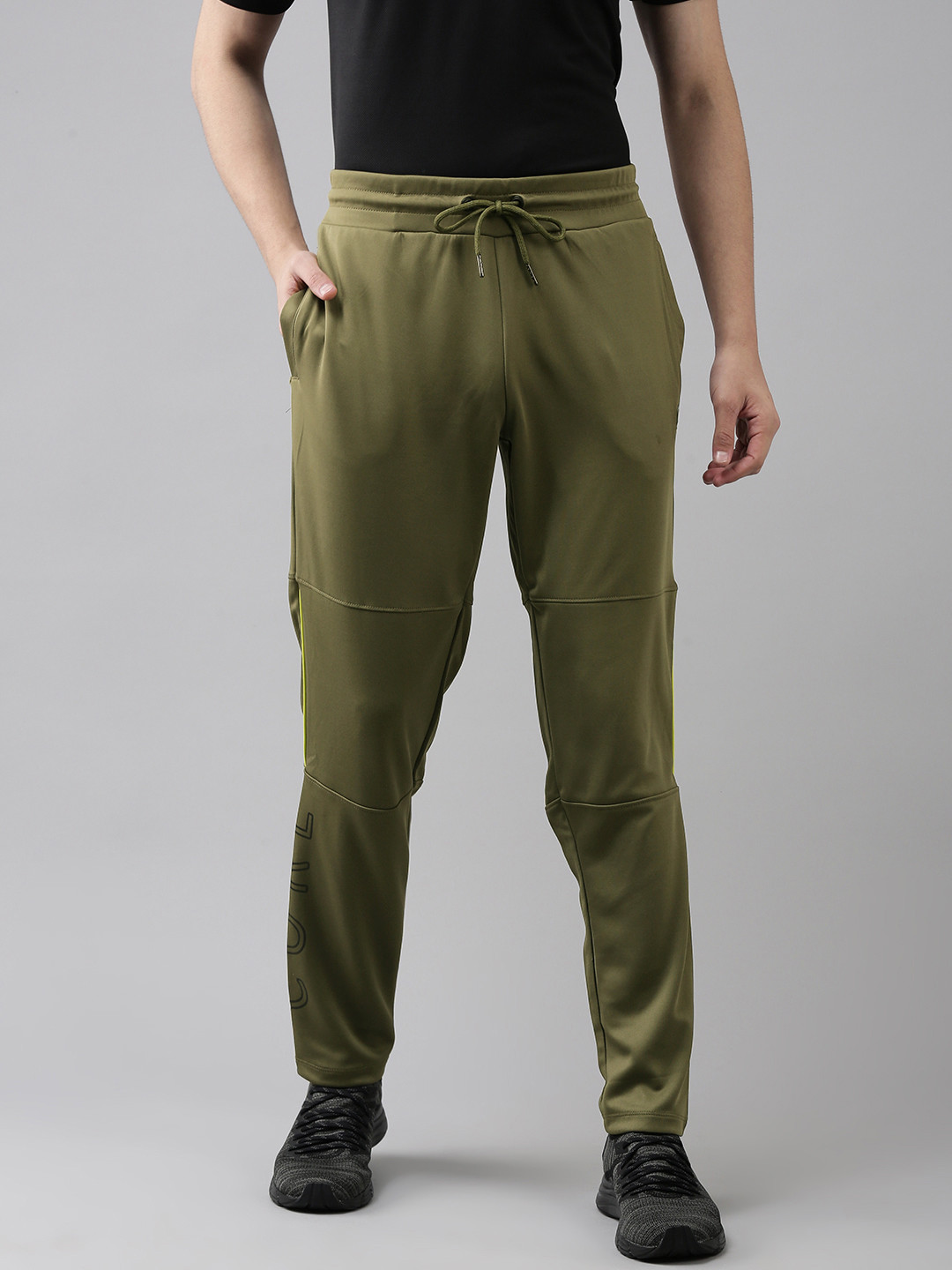 

Jack & Jones Men Olive Green Solid Track Pants