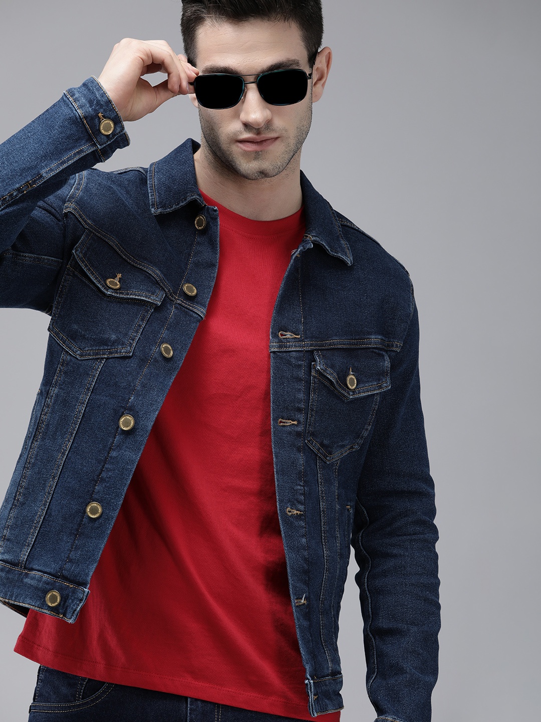 

Jack & Jones Men Blue Solid Denim Jacket