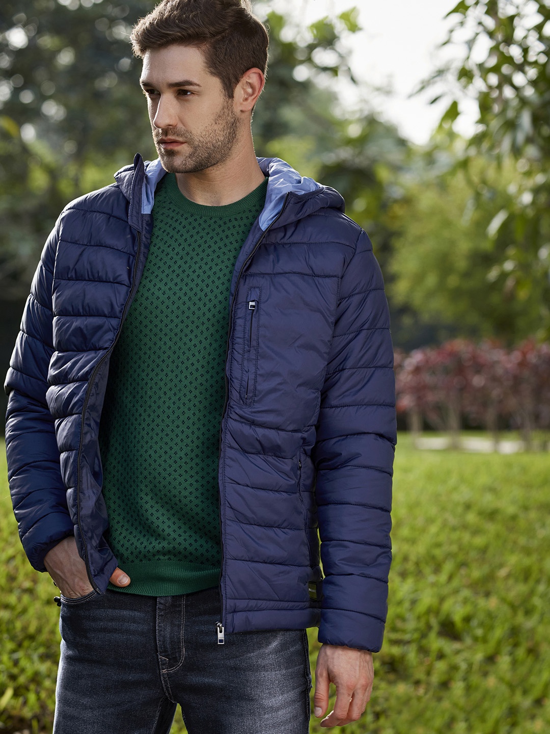 

Jack & Jones Men Navy Blue Padded Jacket