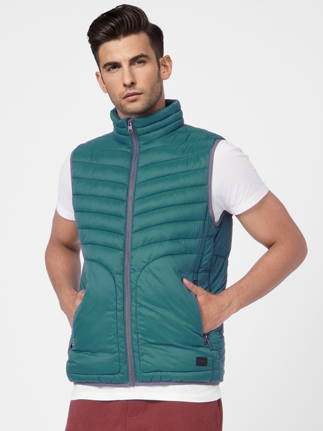

Jack & Jones Men Green Solid Puffer Jacket
