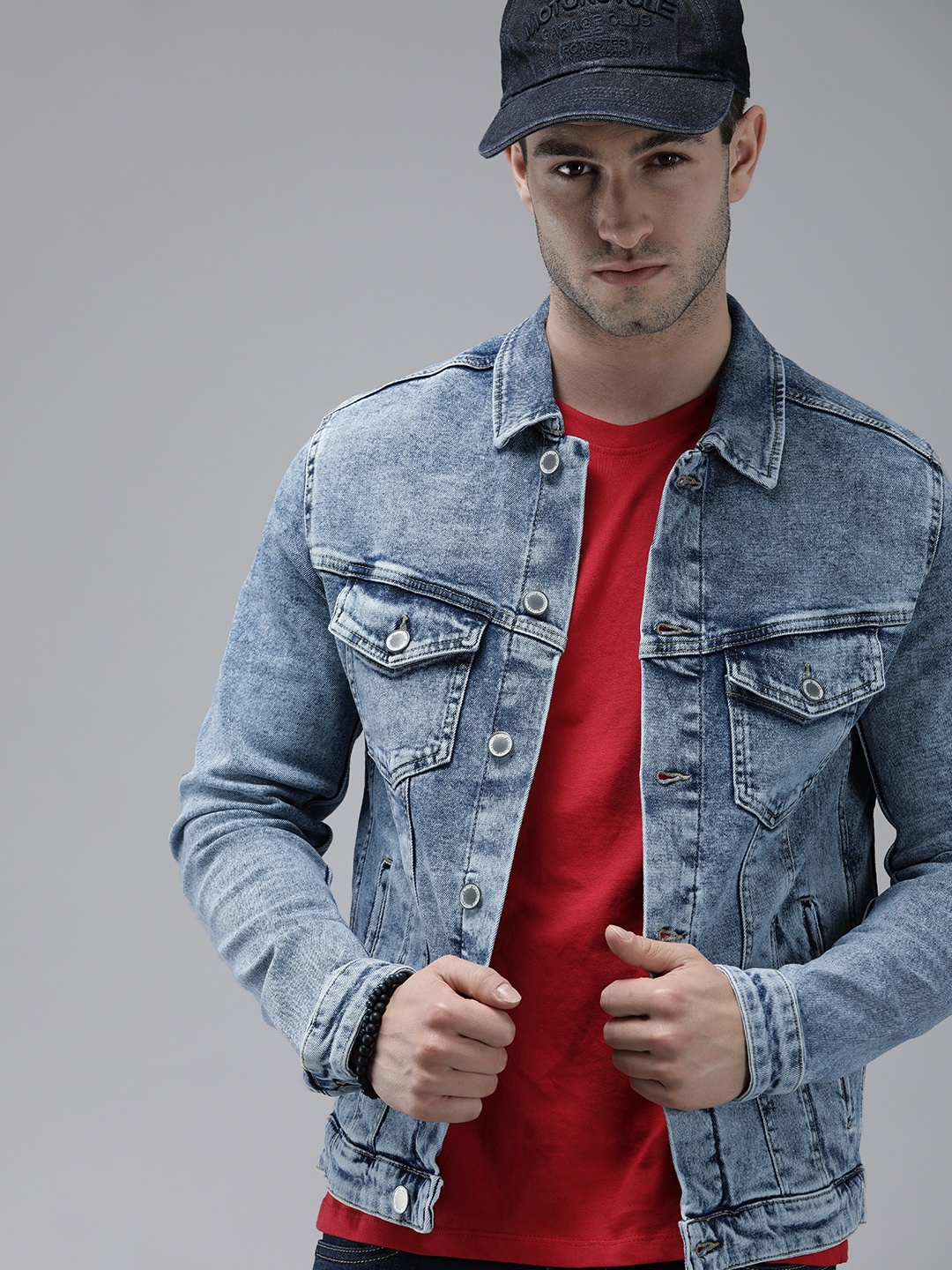 

Jack & Jones Men Blue Solid Denim Jacket