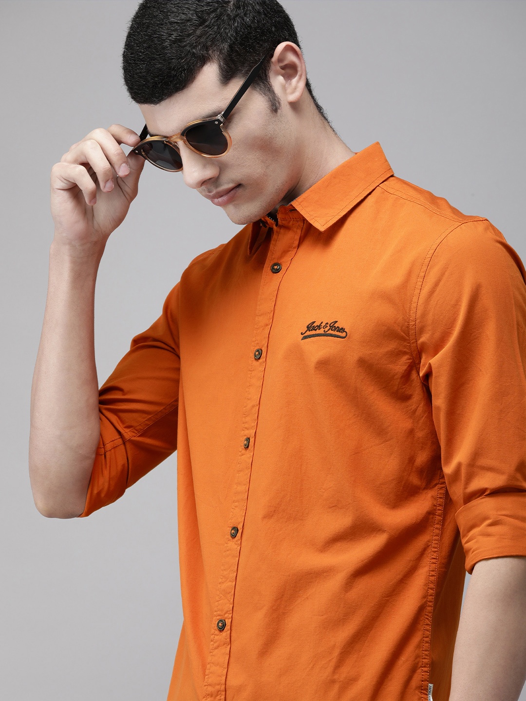 

Jack & Jones Men Orange Slim Fit Casual Shirt