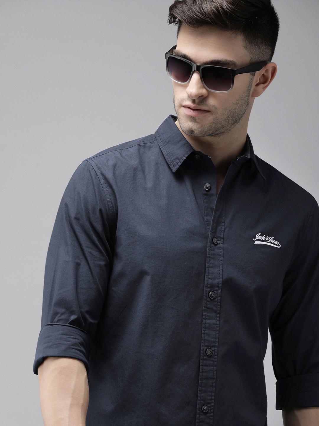 

Jack & Jones Men Navy Blue Slim Fit Casual Shirt