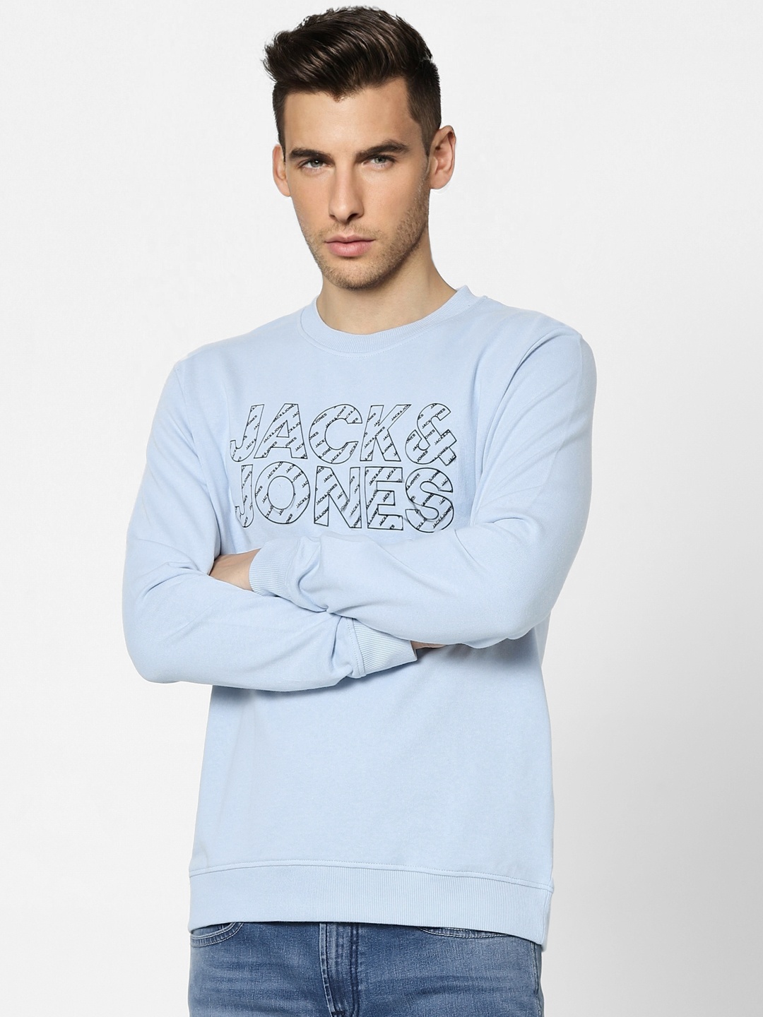 

Jack & Jones Men Blue Logo Printed Sweatshirt