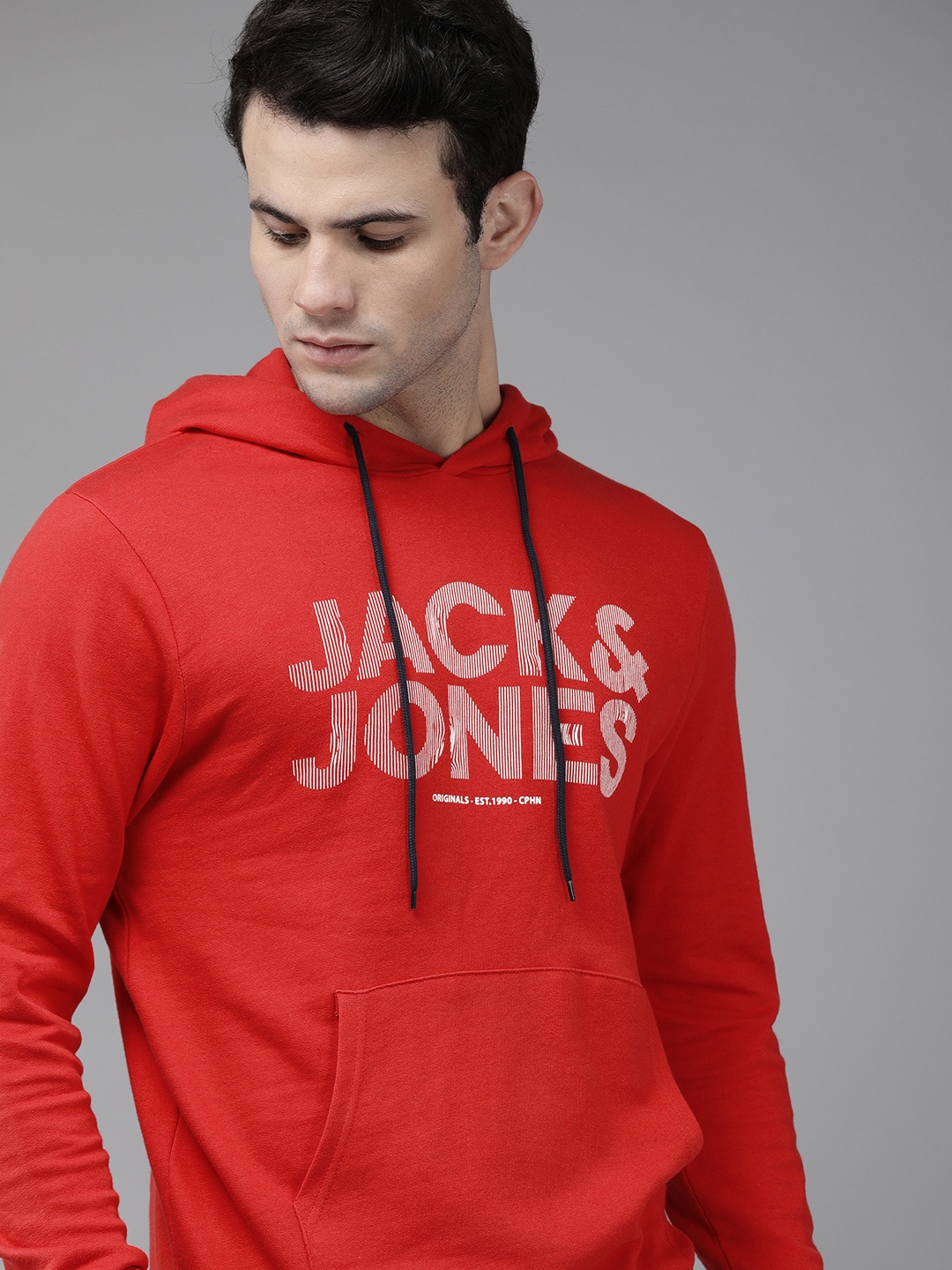 

Jack & Jones Men Red Printed Hooded Sweatshirt