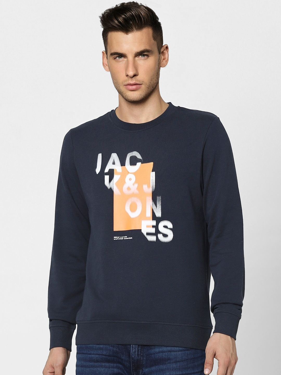 

Jack & Jones Men Navy Blue Printed Sweatshirt