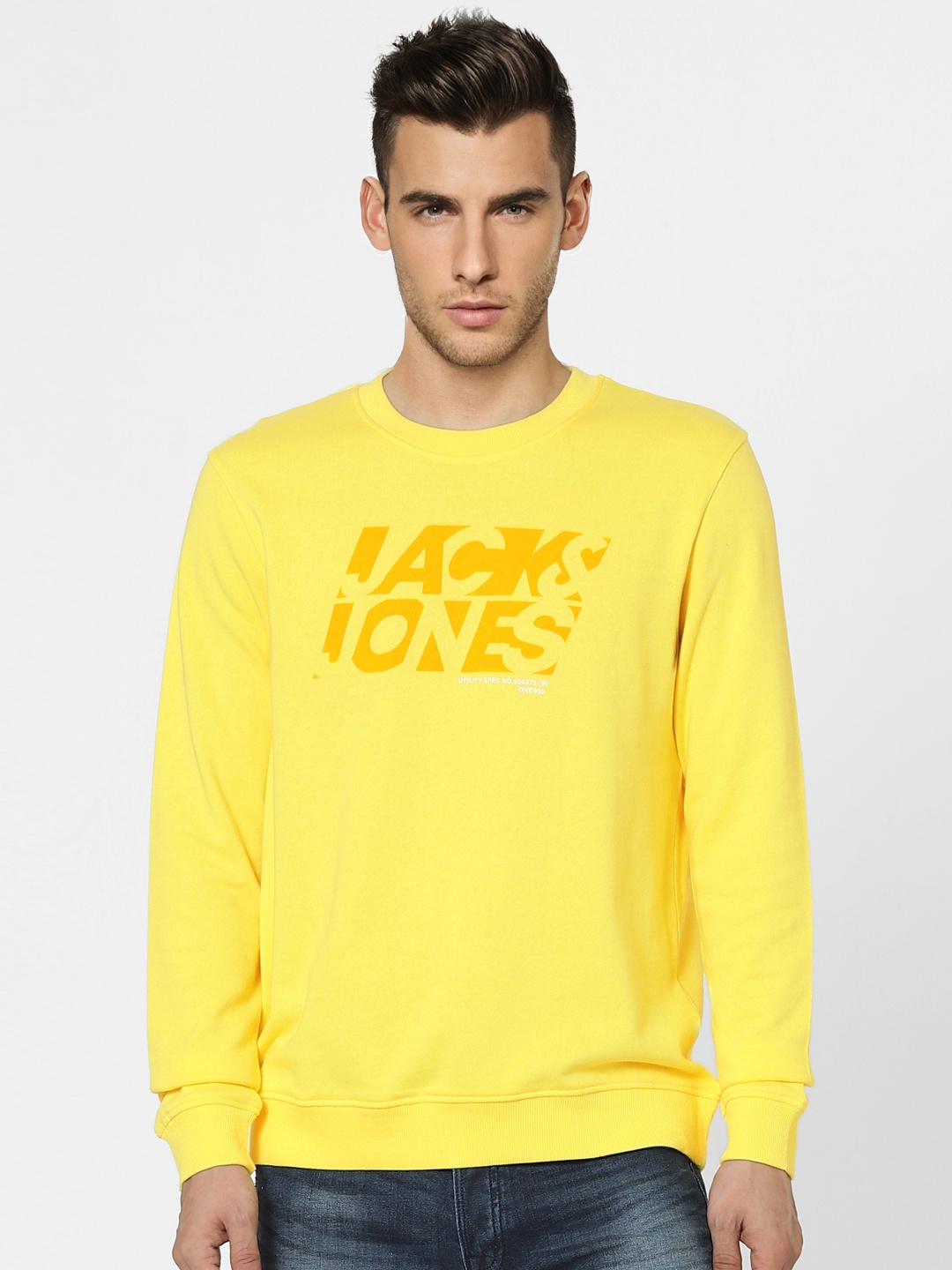 

Jack & Jones Men Yellow Logo Printed Sweatshirt